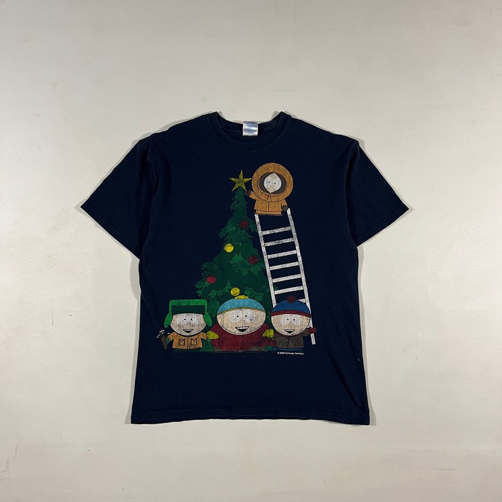 Vintage 2009 South Park Christmas Tree Navy Graphic T-Shirt M